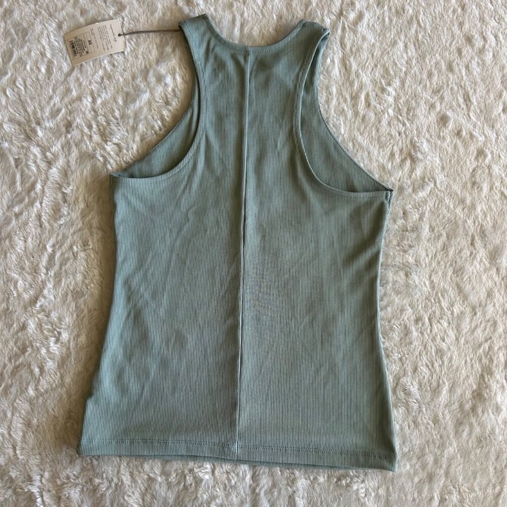 A New Day Light Blue XS Ribbed Tank Top With High Neck and‎ Racerback - Picture 4 of 4